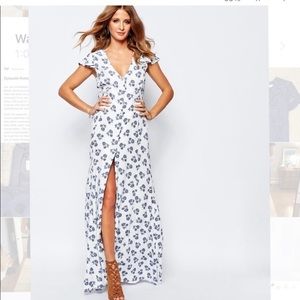Millie MacKintosh Blue/White Floral Maxi Dress - US 6
